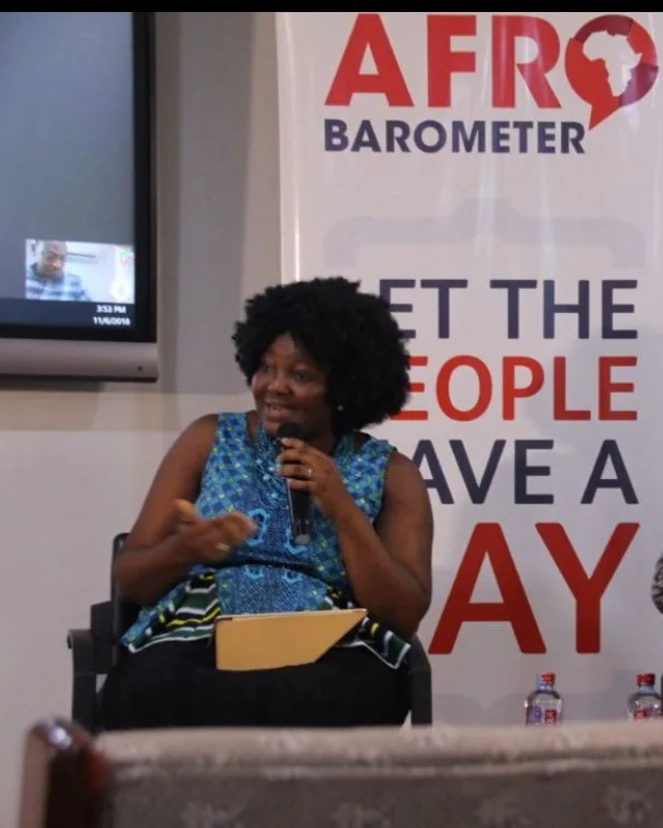 Eyram Bashan speaking on an Afrobarometer panel hosted by CDD-Ghana.